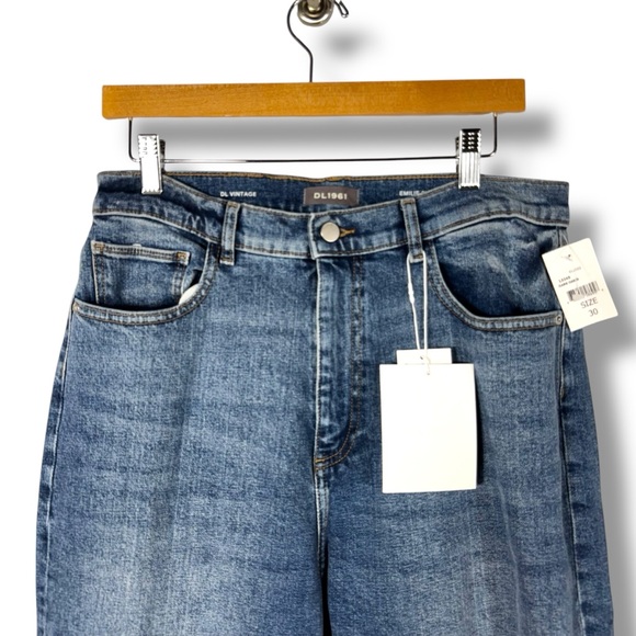 DL1961 Emilie Straight Ultra High Rise Vintage 31" Jeans, Dark Oasis, Size 30 - Picture 4 of 15